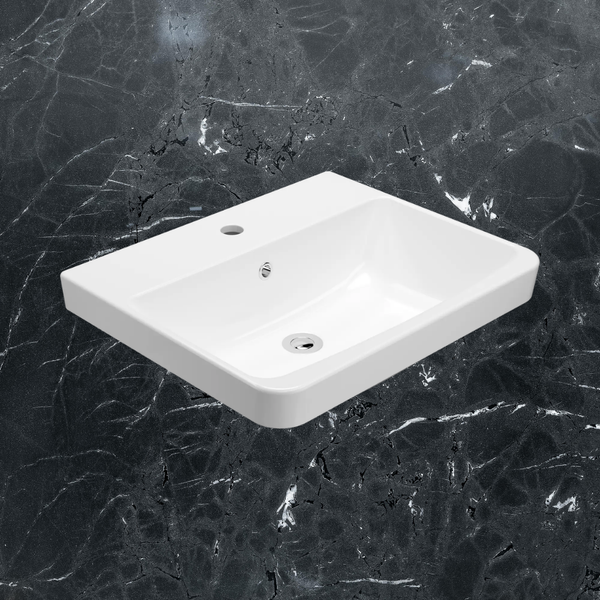 American Standard Heron Square 500 Semi Inset Basin 1 Taphole With Overflow White