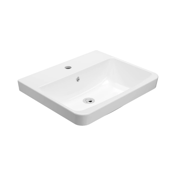 American Standard Heron Square 500 Semi Inset Basin 1 Taphole With Overflow White