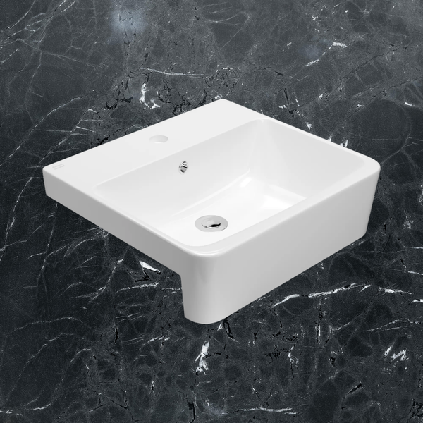American Standard Heron Square 500 Semi Recessed Basin 1 Taphole With Overflow White