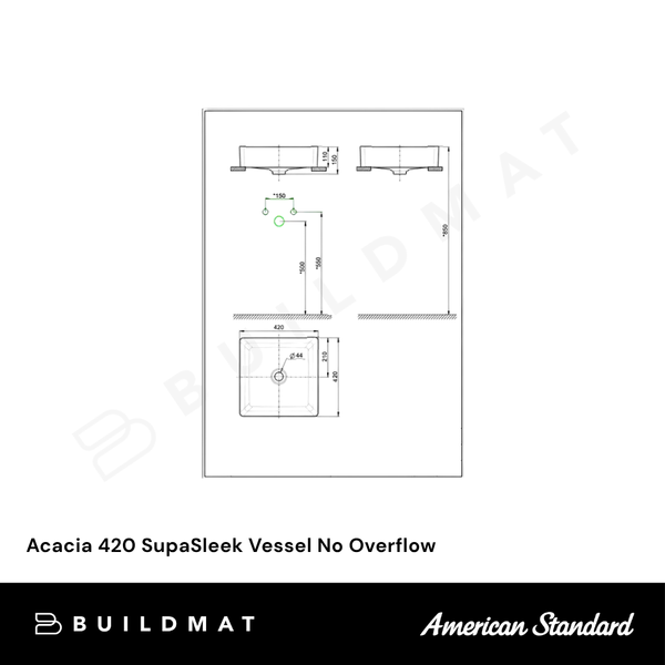 American Standard Acacia 420 SupaSleek Vessel No Overflow White