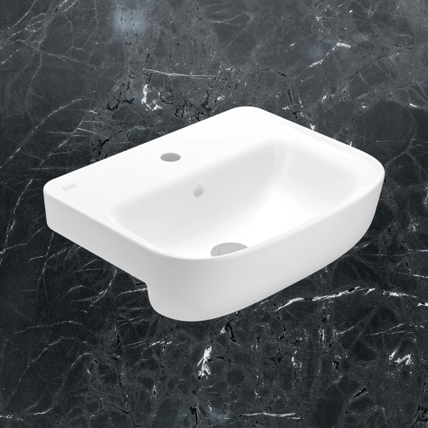 American Standard Loven 510 Semi-Recessed Basin 1 Tap Hole With Overflow White