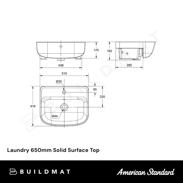 American Standard Loven 510 Semi-Recessed Basin 1 Tap Hole With Overflow White