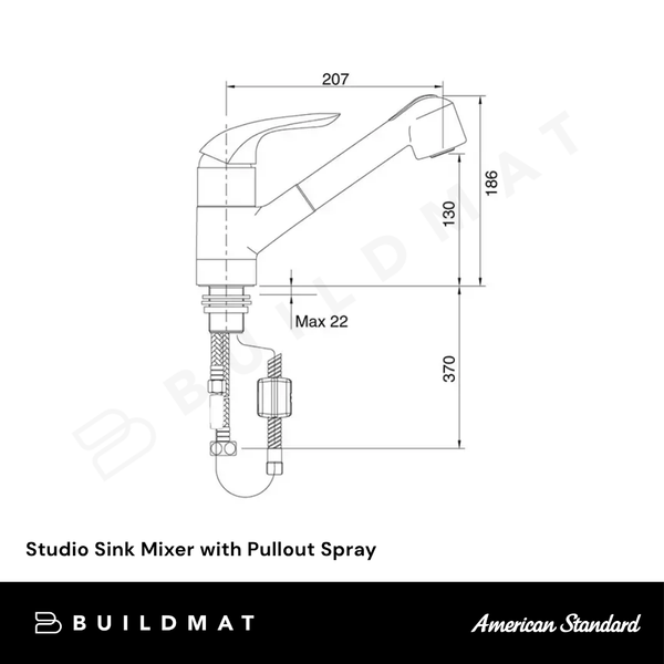 American Standard Studio Sink Mixer with Pullout Spray Chrome