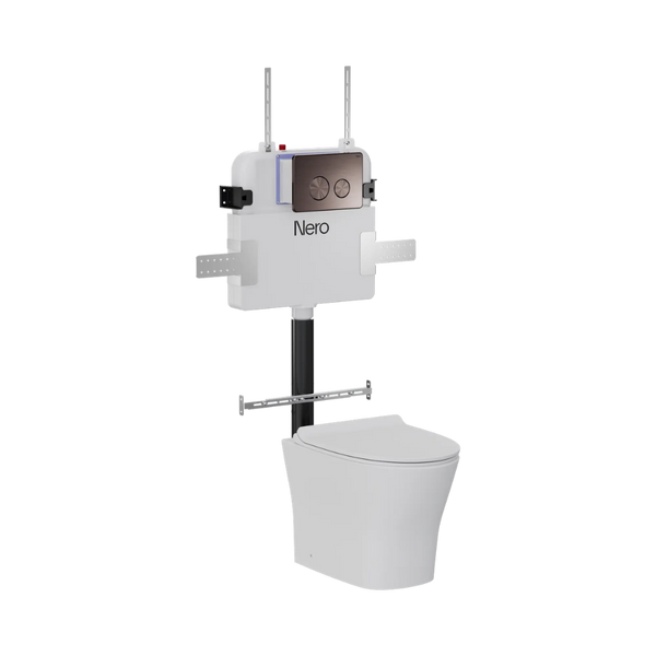 American Standard Signature Hygiene Rim Back to Wall With CrystaSleek Seat With R&T In-wall Cistern and Push Plate Brushed Bronze