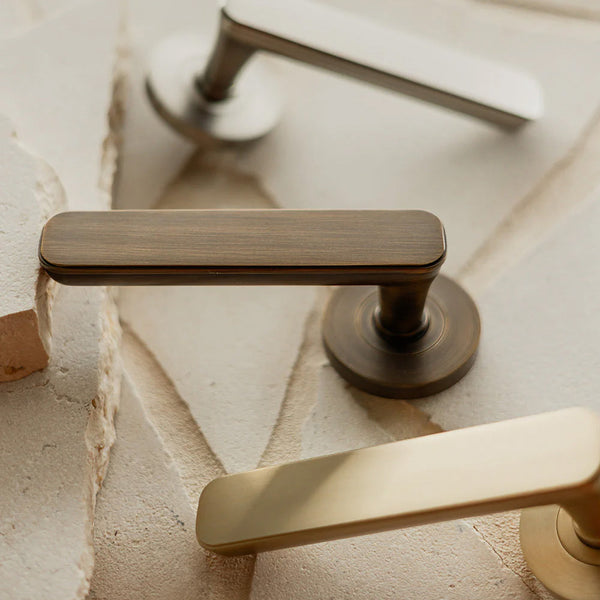 Momo Handles Aspen Solid Brass Tubular Latch Privacy Lever Set Dark Brushed Brass