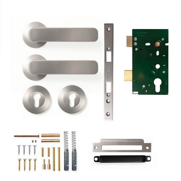 Momo Aspen Solid Brass Lever Entrance Set Dull Brushed Nickel