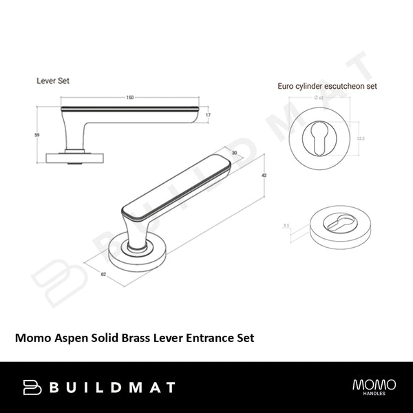 Momo Aspen Solid Brass Lever Entrance Set Dull Brushed Nickel