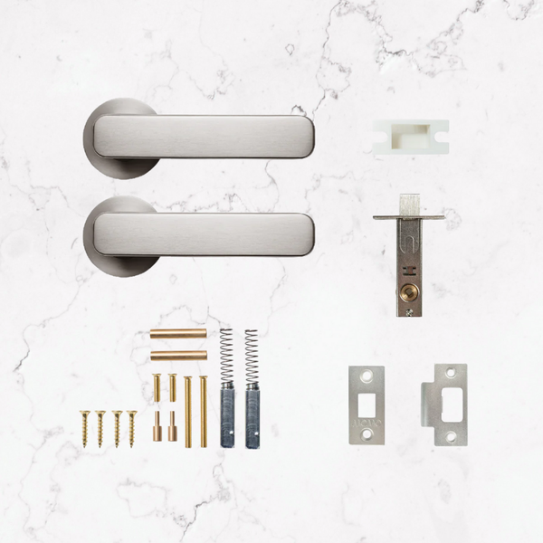 Momo Handles Aspen Solid Brass Tubular Latch Passage Lever Set In Dull Brushed Nickel