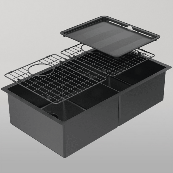 Abey Piazza Double Square Bowl Black Pearl