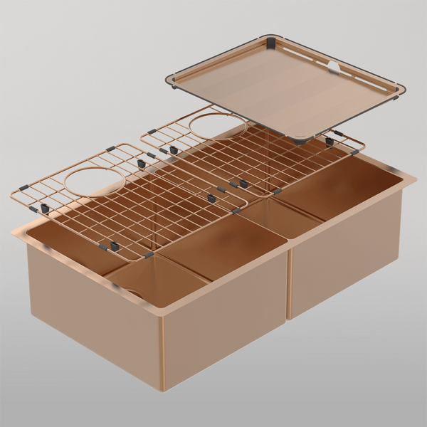 Abey Piazza Double Square Bowl Artisan Copper