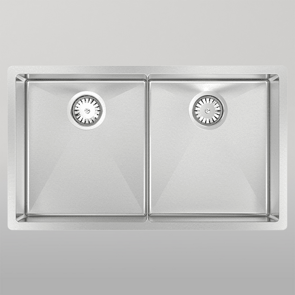 Abey Piazza Double Square Bowl Stainless Steel