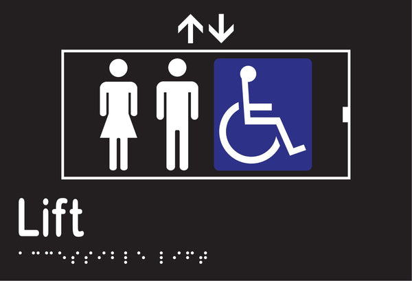 Metlam Accessible Lift Braille Sign In Designer Black