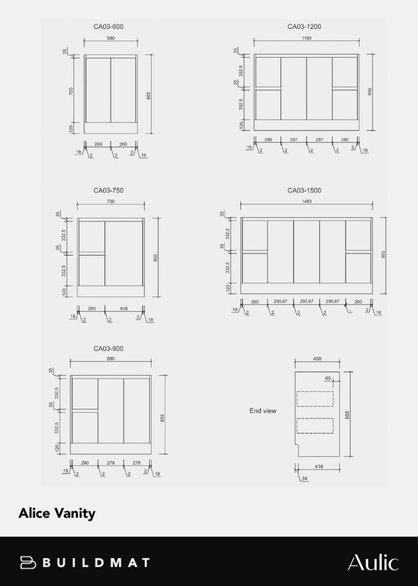 Aulic Alice 1200mm Floor Standing Vanity