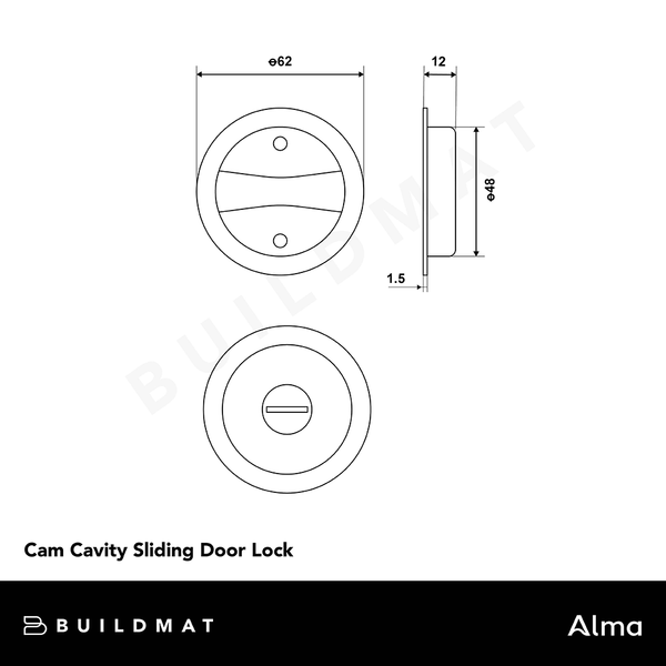 Alma Cam Cavity Sliding Door Lock Brushed Gunmetal