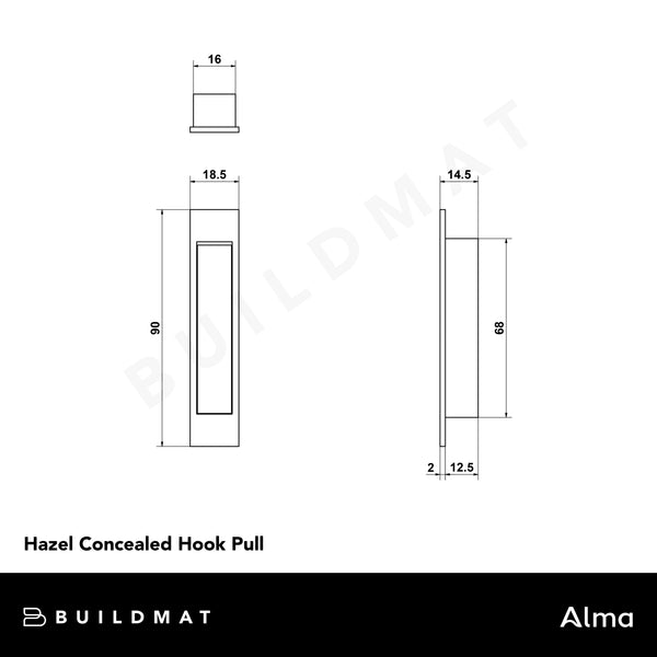 Alma Hazel Concealed Hook Pull Handle Brushed Vintage Antique Brass