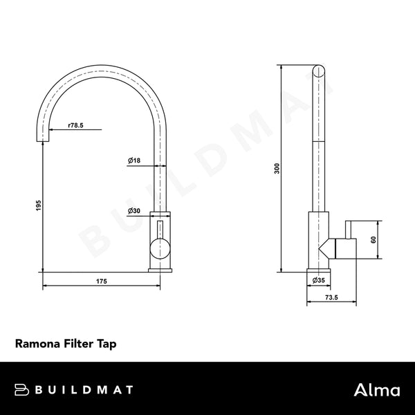 Alma Ramona Filter Tap Brushed Gunmetal