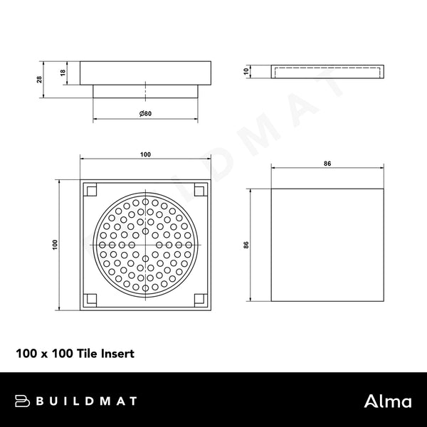 Alma 100x100 Tile Insert Brushed Vintage Antique Brass