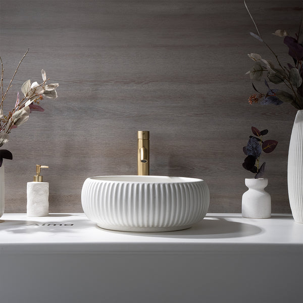 Alma Mira Brushed Brass Gold Tall Basin Mixer