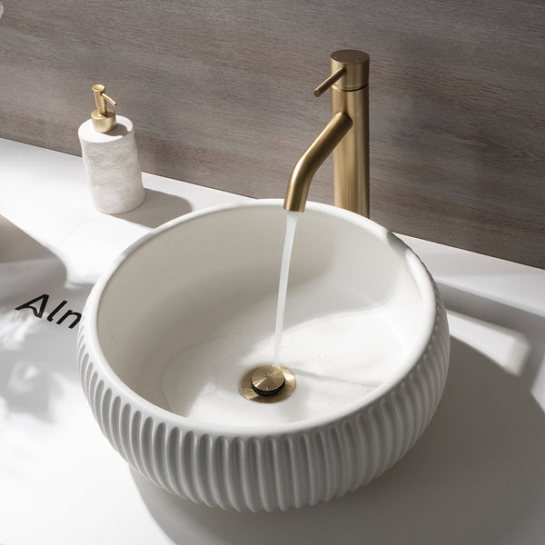 Alma Mira Brushed Brass Gold Tall Basin Mixer