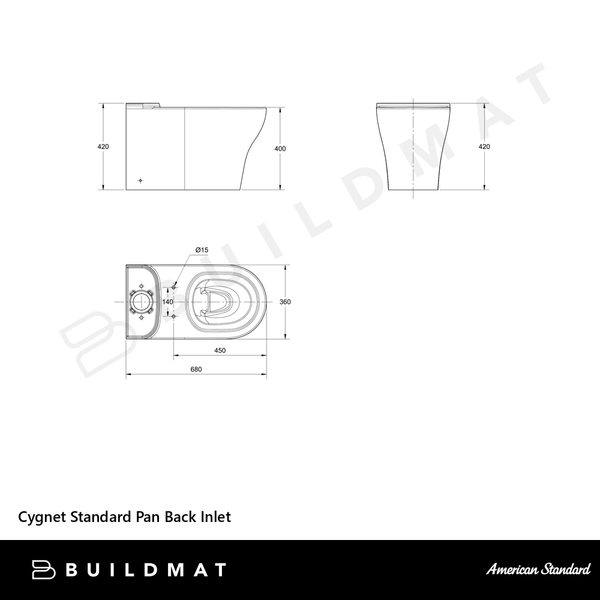 American Standard Cygnet Standard Pan Back Inlet White