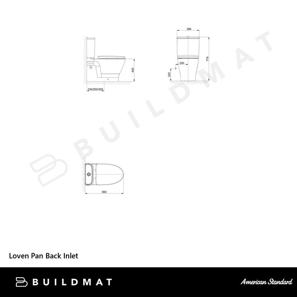 American Standard Loven Pan Back Inlet White