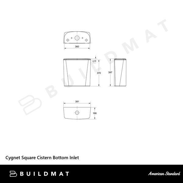 American Standard Cygnet Square Cistern Bottom Inlet White