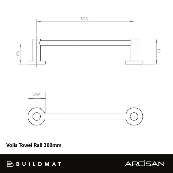 Arcisan Volis Towel Rail 300mm Dark Bronze