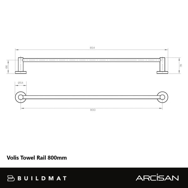 Arcisan Volis Towel Rail 800mm Brushed Stainless Steel