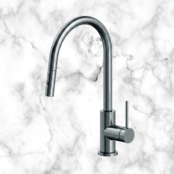 Arcisan Volis Kitchen Mixer with Pull Down 2 Jet Nozzle Spray Brushed Gunmetal