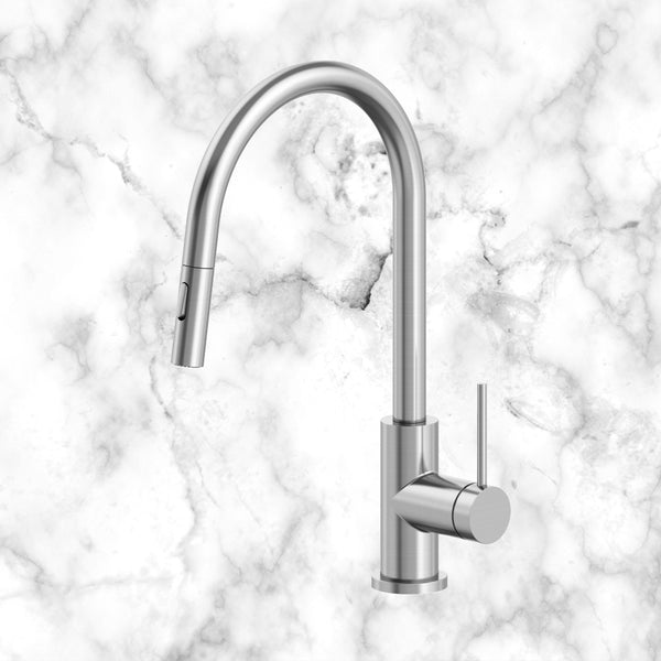 Arcisan Volis Kitchen Mixer with Pull Down 2 Jet Nozzle Spray Brushed Stainless Steel