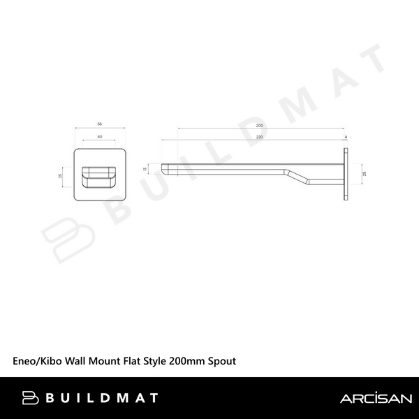 Arcisan Eneo/Kibo Wall Mount Flat Style 200mm Spout Matte Black