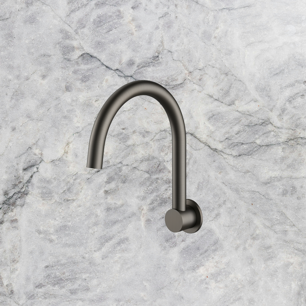 Arcisan Kitchen/Laundry Wall Mount 242mm Arch Swivel Spout Brushed Gunmetal