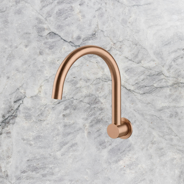 Arcisan Kitchen/Laundry Wall Mount 242mm Arch Swivel Spout Brushed Rose Gold