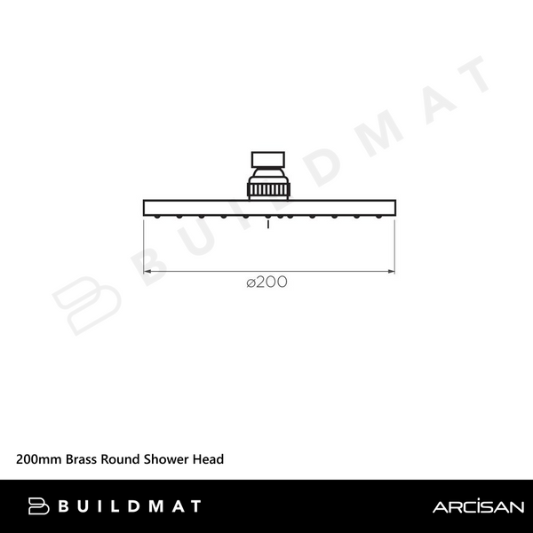 Arcisan Showers 200mm Brass Round Shower Head Brushed Nickel