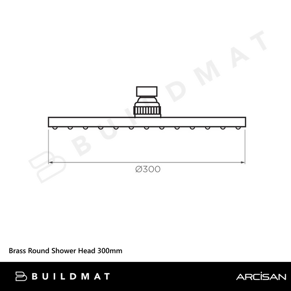 Arcisan Brass Round Shower Head 300mm Brushed Nickel