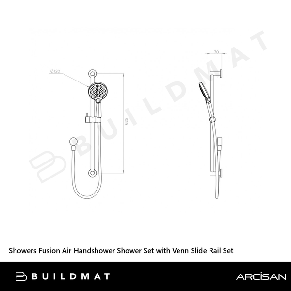 Arcisan Showers Fusion Air Handshower Shower Set with Venn Slide Rail Set Dark Bronze