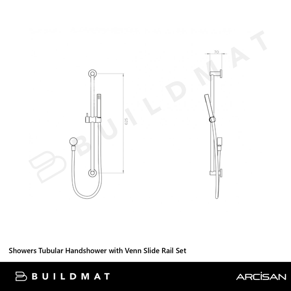 Arcisan Showers Tubular Handshower with Venn Slide Rail Set Dark Bronze