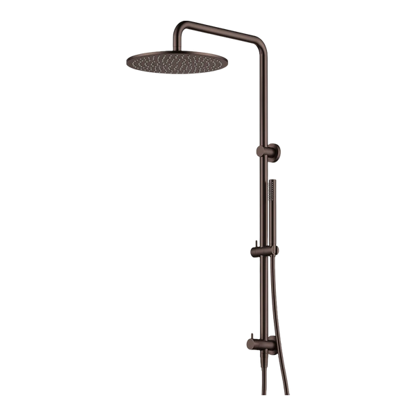 Arcisan Dual Inlet Squareline Shower Column 300mm Head with Tubular Brass Hand Shower Dark Bronze