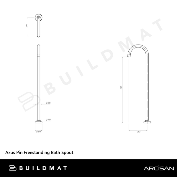 Arcisan Axus Pin Freestanding Bath Spout Chrome