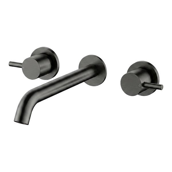Arcisan Axus Pin Wall Mount Basin Set 220mm Spout Brushed Gunmetal
