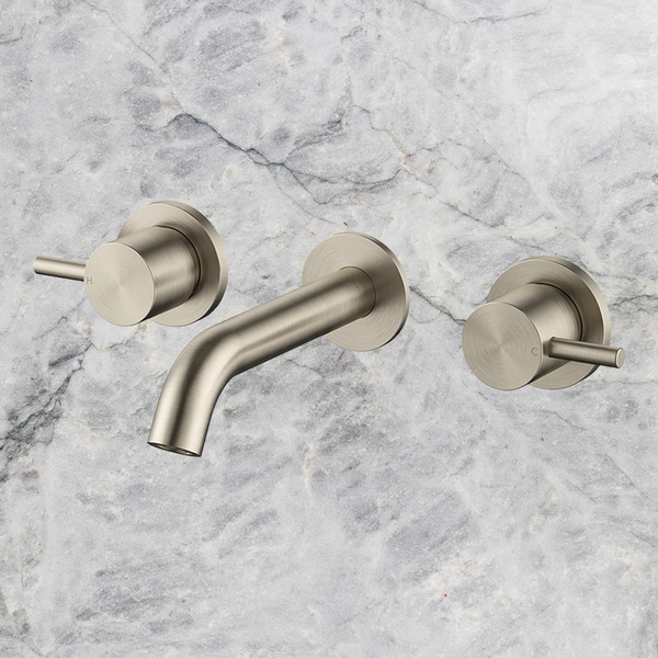 Arcisan Axus Pin Wall Mount Basin Set 150mm Spout Brushed Nickel