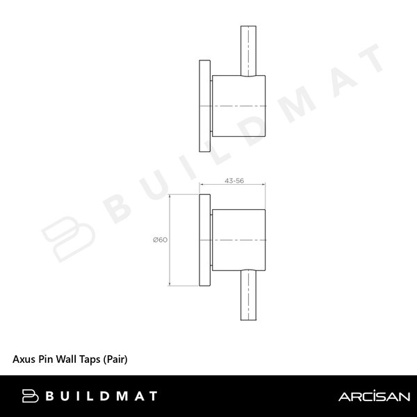 Arcisan Axus Pin Wall Taps (Pair) Matte Black
