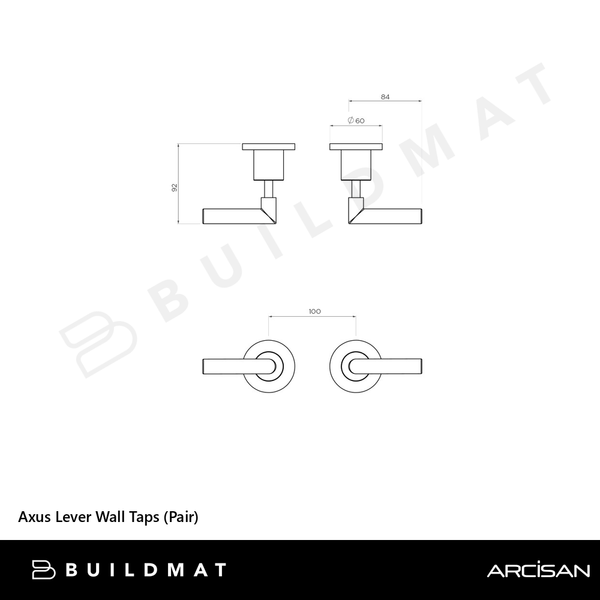 Arcisan Axus Lever Wall Taps (Pair) Brushed Nickel