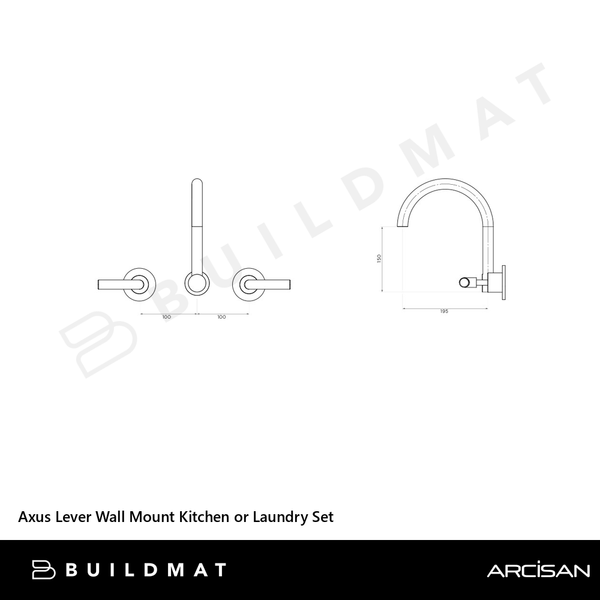 Arcisan Axus Lever Wall Mount Kitchen or Laundry Set Chrome