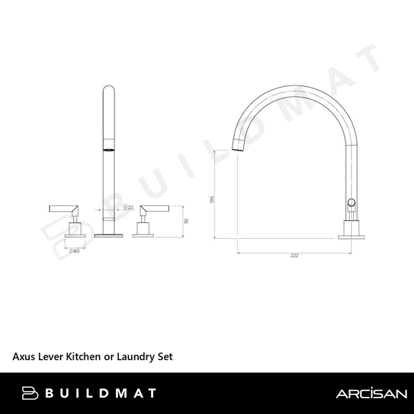 Arcisan Axus Lever Kitchen or Laundry Set Brushed Rose Gold