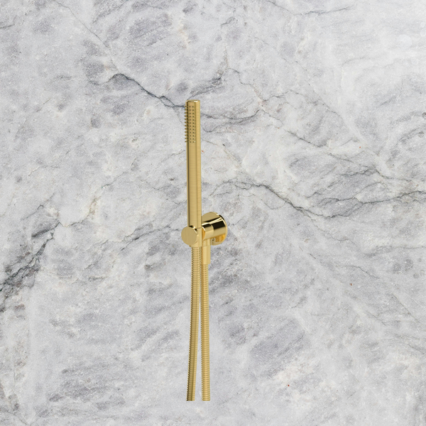 Arcisan Axus Tubular Hand Shower Fixed Elbow and Hose Set Brushed Brass