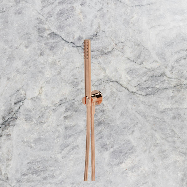Arcisan Axus Tubular Hand Shower Fixed Elbow and Hose Set Brushed Rose Gold