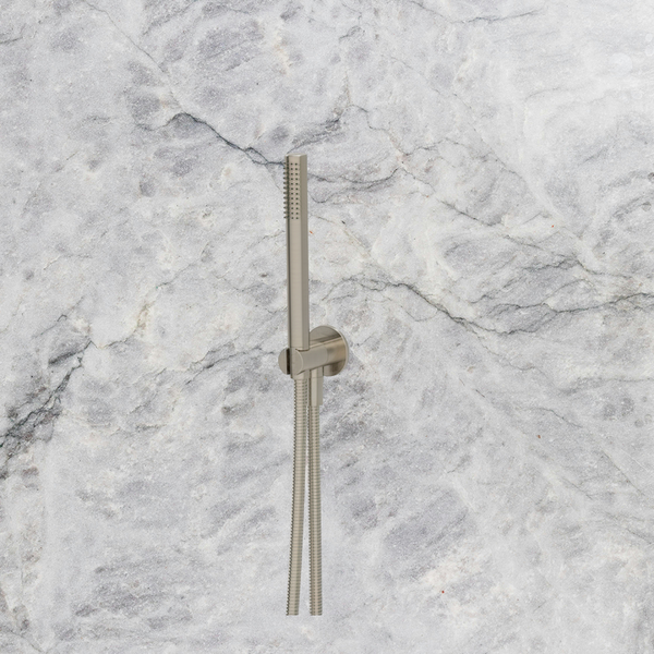 Arcisan Axus Tubular Hand Shower Fixed Elbow and Hose Set Brushed Nickel
