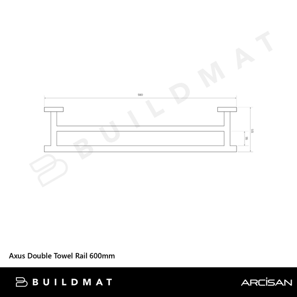 Arcisan Axus Double Towel Rail 600mm Chrome