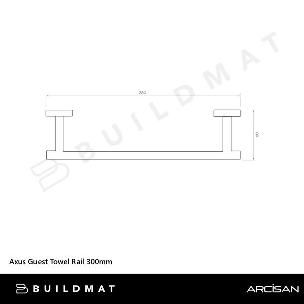 Arcisan Axus Guest Towel Rail 300mm Chrome